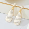 thumbnail image 4 of Dainty White Teardrop Dangle Earrings for Women Gold-Toned Tear Drop Dangling Stud Earring Fashion Stripes Waterdrop Statement Studs Delicate Holiday Party Wedding Jewelry, 4 of 6