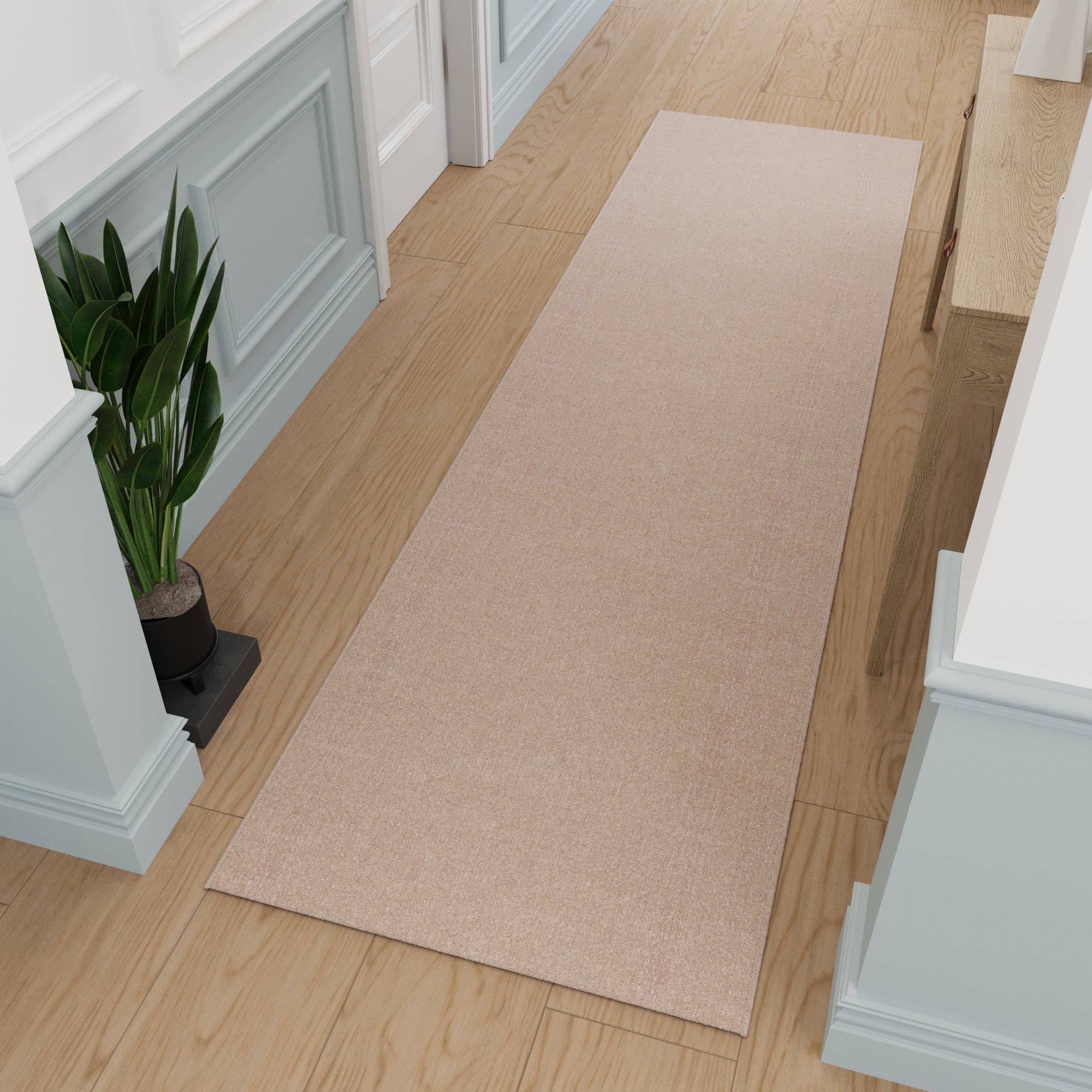 Ottomanson Hallway Runner Rug 2'7" x 41' Non-Slip Stain-Resistant Custom Size Carpet for Kitchen, Beige