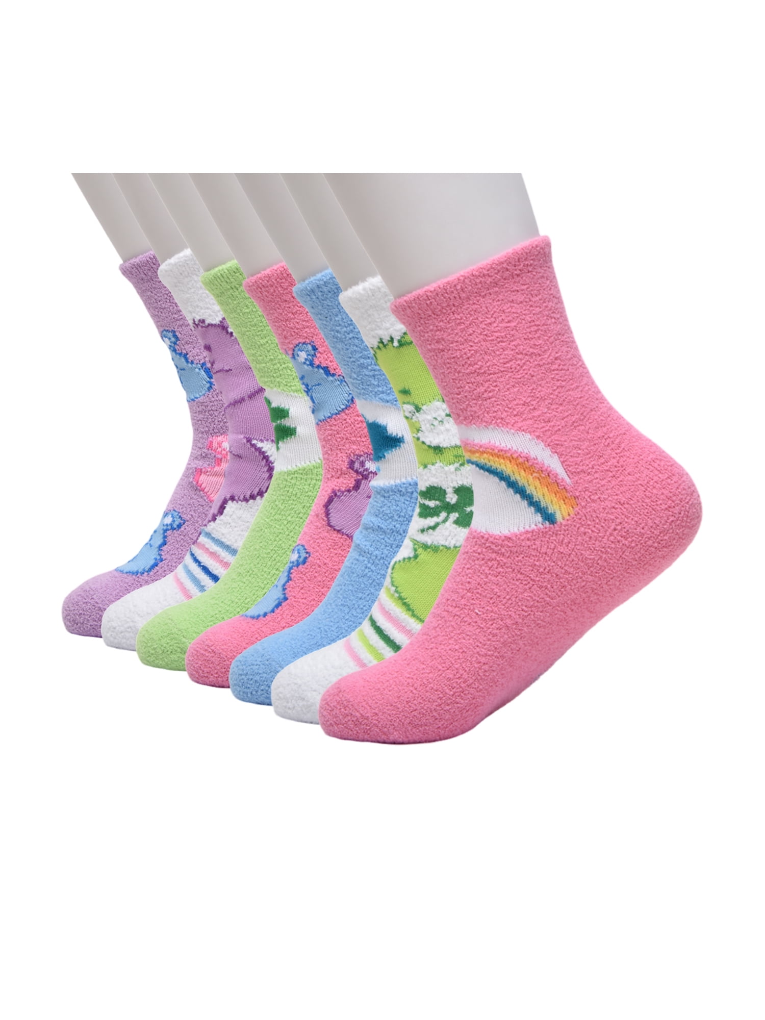Cloudco Care Bears Womens 7-Pack Box Set Low Cut Cozy Socks, Shoe Size 4-10