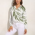 thumbnail image 3 of Sage Green Botanical Long Sleeve Blouse Woman Streetwear Casual Shirts Summer Oversize Woman Streetwear Clothing Birthday Present, 3 of 7