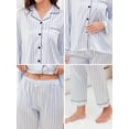 thumbnail image 3 of Womens Satin Pajamas Sets Long Sleeve Striped Silk Pajamas for Women 2-Piece Women Button Down Pajamas Set with Long Pants Soft Silk Sleepwear Set Satin Loungewear for Women, S-XXL, 3 of 11