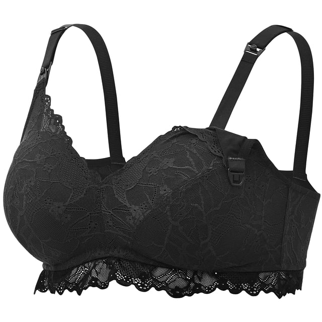 Sujetador de lactancia Momcozy, encaje, sin cables, acolchado, cuello en V, negro