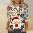 thumbnail image 2 of Byworldtasic Christmas Shirts for Women Plus Size Funny Printed 3/4 Sleeve Tops Round Neck Pullover Blouses S-5XL, 2 of 5
