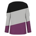 thumbnail image 4 of LYEAA Long Sleeve Shirts for Women Warm Crew Neck Tops Stylish Color Block Winter Pullover Comfortable Dressy Casual Outfits Loose Lightweight Clothes Purple M, 4 of 4