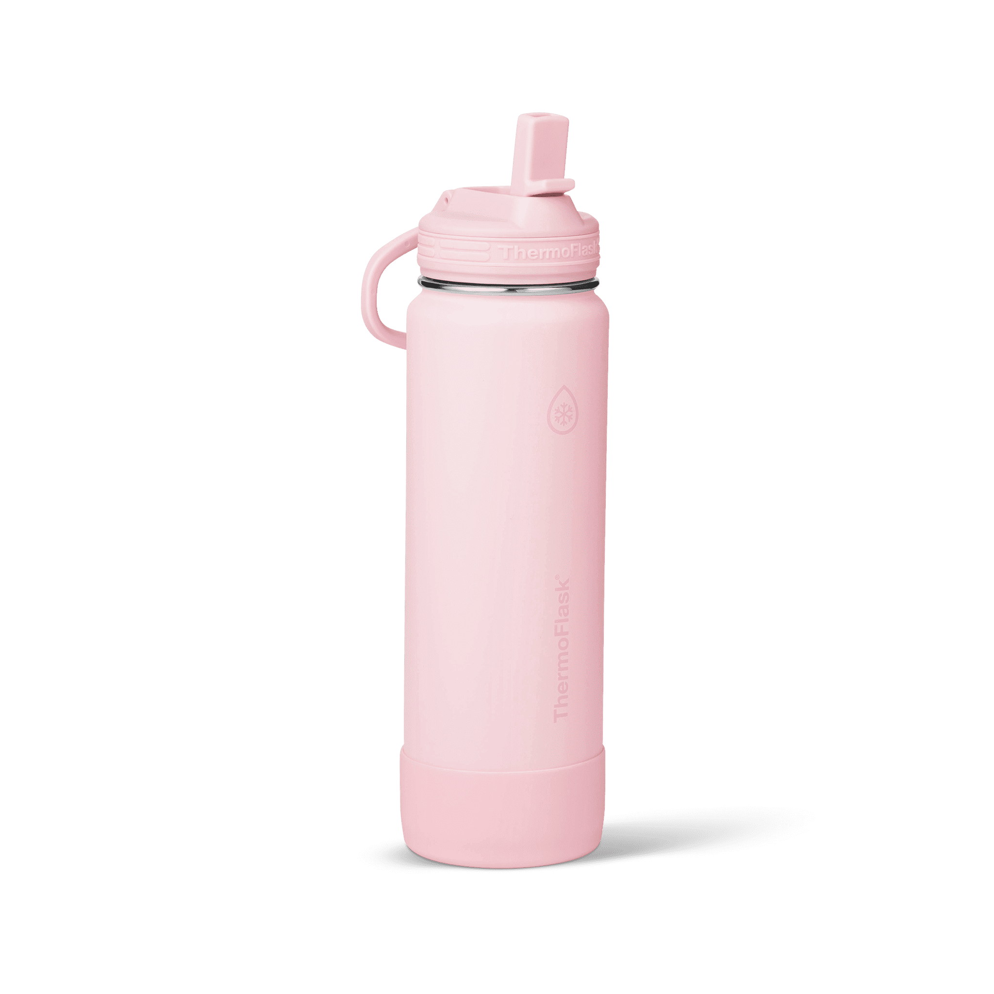 ThermoFlask Classics Insulated Stainless Steel Water Bottle with Leakproof Straw Lid, 24 oz, Blush