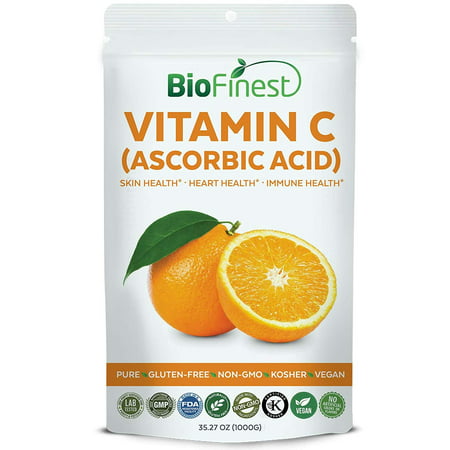 Biofinest Vitamin C (Ascorbic Acid) Powder 1000mg - Pure Gluten-Free Non-GMO Kosher Vegan Friendly - Supplement for Healthy Skin, Eyesight, Heart, Immune System, Mood Enhancement