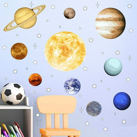 VWAQ Solar System Wall Decals Peel and Stick Planets Outer Space Universe Stickers SOL01 (Medium 36" W X 34" H)