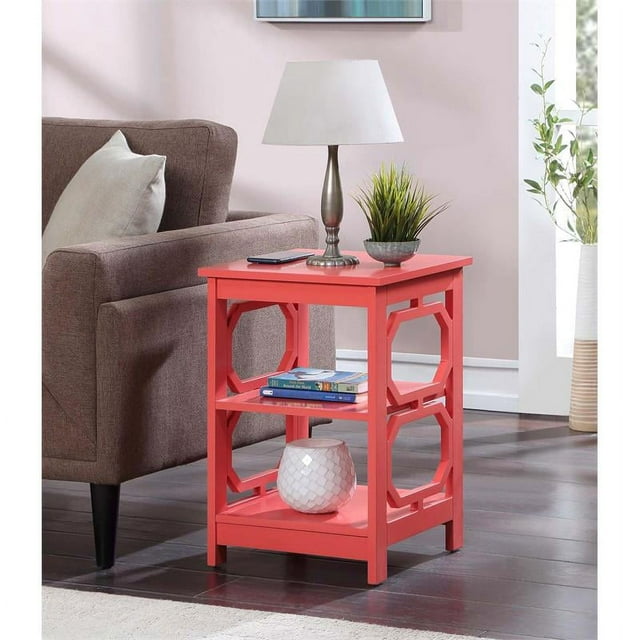 Convenience Concepts Omega Table d'Appoint avec Étagères, Fini Bois Rose Corail