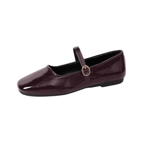 Domuza Mary Jane Shoes for Women Slip on Dressy Ballet Flats Shoes for Women 2026 New Comfort Non-Slip Shoes for School Office Walking Casual Formal Work Wine 10(EU-43)