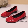 thumbnail image 7 of Rokment Glitter Bow Wedges Ballet Flat Dress Shoes for Women Ladies Bride Wedding Spring Fall Leather Bowknot Round Toe Low Heel Ballerina Walking Loafers Red Size 7, 7 of 7