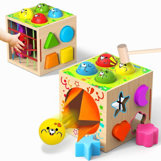 Cubo de actividades de clasificación con forma 4 en 1 de Montessori Toys Tooysea