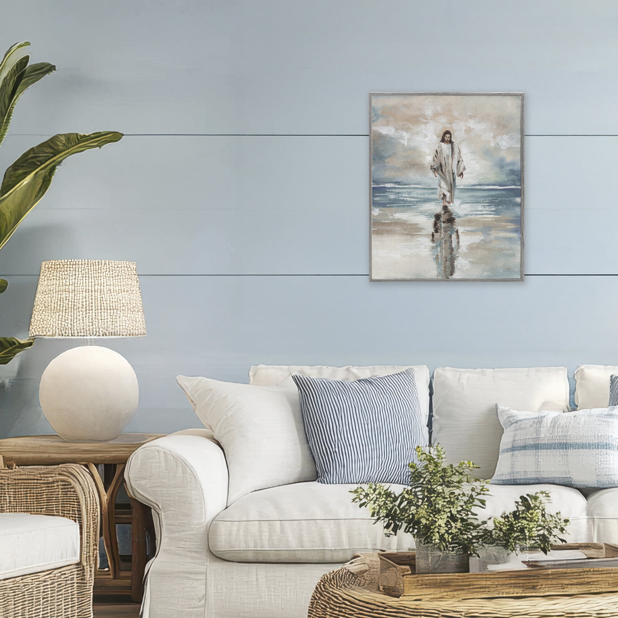 Stupell Industries Jesus on Water Gray Framed Giclee Art, design by Elizabeth Medley