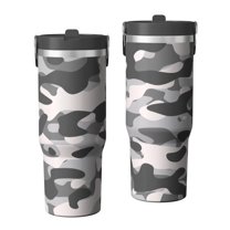 Camouflage 30oz Handheld Travel Tumbler with Handle – Double Wall Stainless Steel Insulated Cup, Flip Straw Lid, Leak-Proof & BPA-Free for Hot and Cold Drinks – Durable Coffee & Juice Mug Black