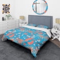 thumbnail image 3 of Designart 'Tropical Retro Foliage Coral II' Mid-Century Modern Duvet Cover Set, 3 of 4