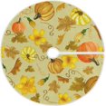 thumbnail image 1 of FMSHPON Yellow Fall Pumpkins Flowers Xmas Christmas Tree Skirt Stand Mat for Holiday Party Decoration Indoor Outdoor 48 inches, 1 of 6