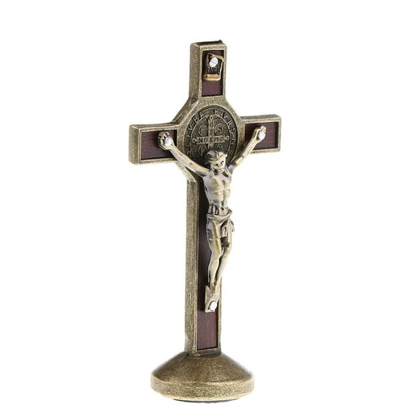 Estatua pequeña de Jesús modelo de crucifijo de 3,5 pulgadas, decoración de para hogar, adorno del salpicadero del coche, amulèto como se describe CUTICAT Crucifijo Cruz Adorno Decoración