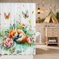thumbnail image 2 of Erosebridal Fox Shower Curtain 72Wx78L for Girls, Peony Garden Waterproof Bath Curtain, 2 of 5