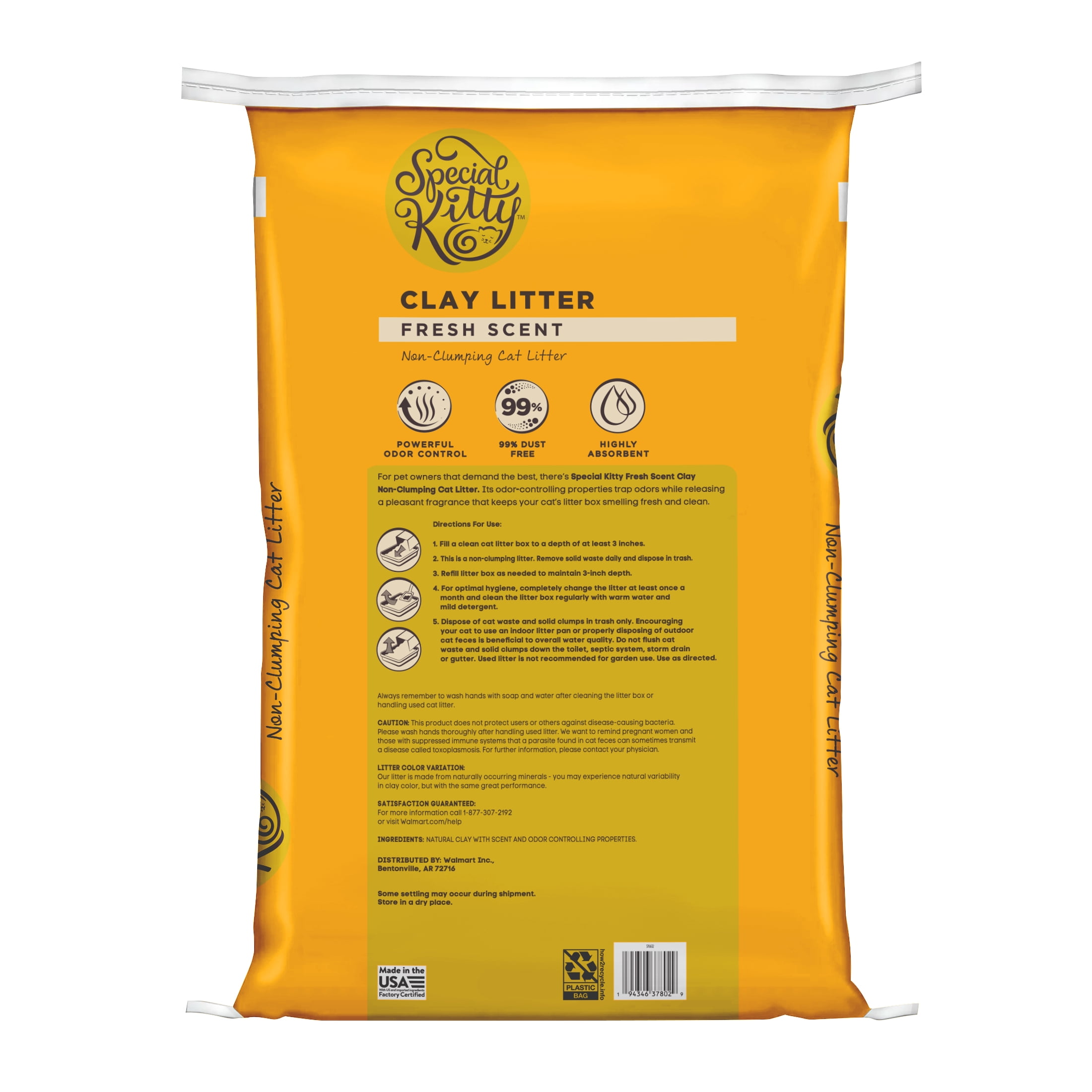 (2 pack) Special Kitty Non-Clumping Clay Cat Litter, Fresh Scent, 48 lb Bag