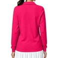 thumbnail image 3 of Hearthz Women's Polo Shirt 3 Button Long Sleeve Shirts for Women Relaxed Fit Solid Color Women's Shirt Uniform Tops Pink XXL, 3 of 3