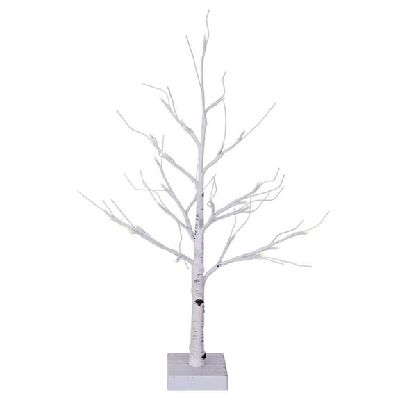 Vickerman 2' White Birch Twig Tree, Battery Operated Warm White 3mm Wide Angle LED lights.