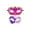 A004- Hot Pink, variant on 2 Pack, Couples Masquerade Masks, Halloween Mask, Decorated Half Face Party Mask with Gold Rhinestone Trim for Masquerade Party Mardi Gras Halloween Events, Rose Purple and White