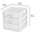 thumbnail image 3 of Sterilite ClearView Plastic Small 3 Drawer Desktop Storage Unit, White, 12 Pack, 3 of 11
