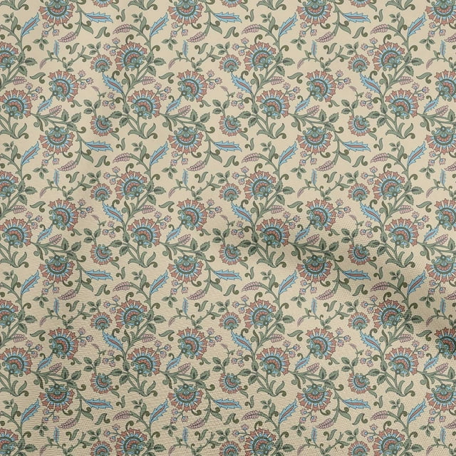 oneOone Rayon Light Beige Fabric Asian Suzani Sewing Craft Projects Fabric Prints By Yard 56 Inch Wide