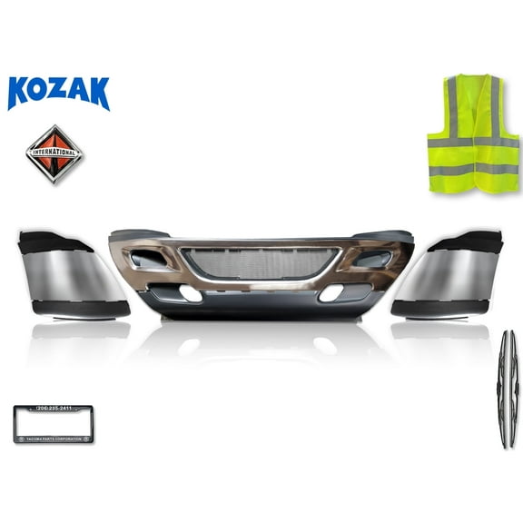Bumper Plastic Set with Chrome Trim compatible with International Prostar