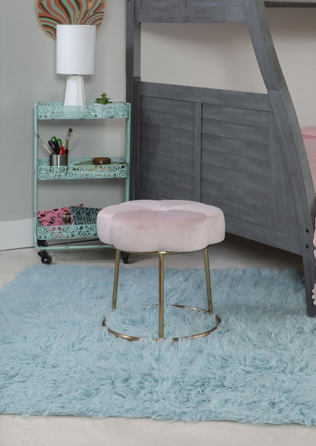 Sabine Accent Vanity Stool, Pink