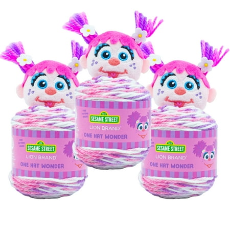 UPC: 0842093127451 | Lion Brand Yarn Sesame Street One Hat Wonder Abby Cadabby Kids Hat Medium Polyester Multi-Color Yarn 3-Pack