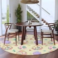 thumbnail image 4 of Easter Colorful Eggs Round Area Rug 5ft, Spring Flowers Leaves Country Plants Yellow Washable Non-Slip Circle Rugs for Bedroom Living Room Kitchen, Low Pile Carpet for Dining Room Playroom Nursery, 4 of 9