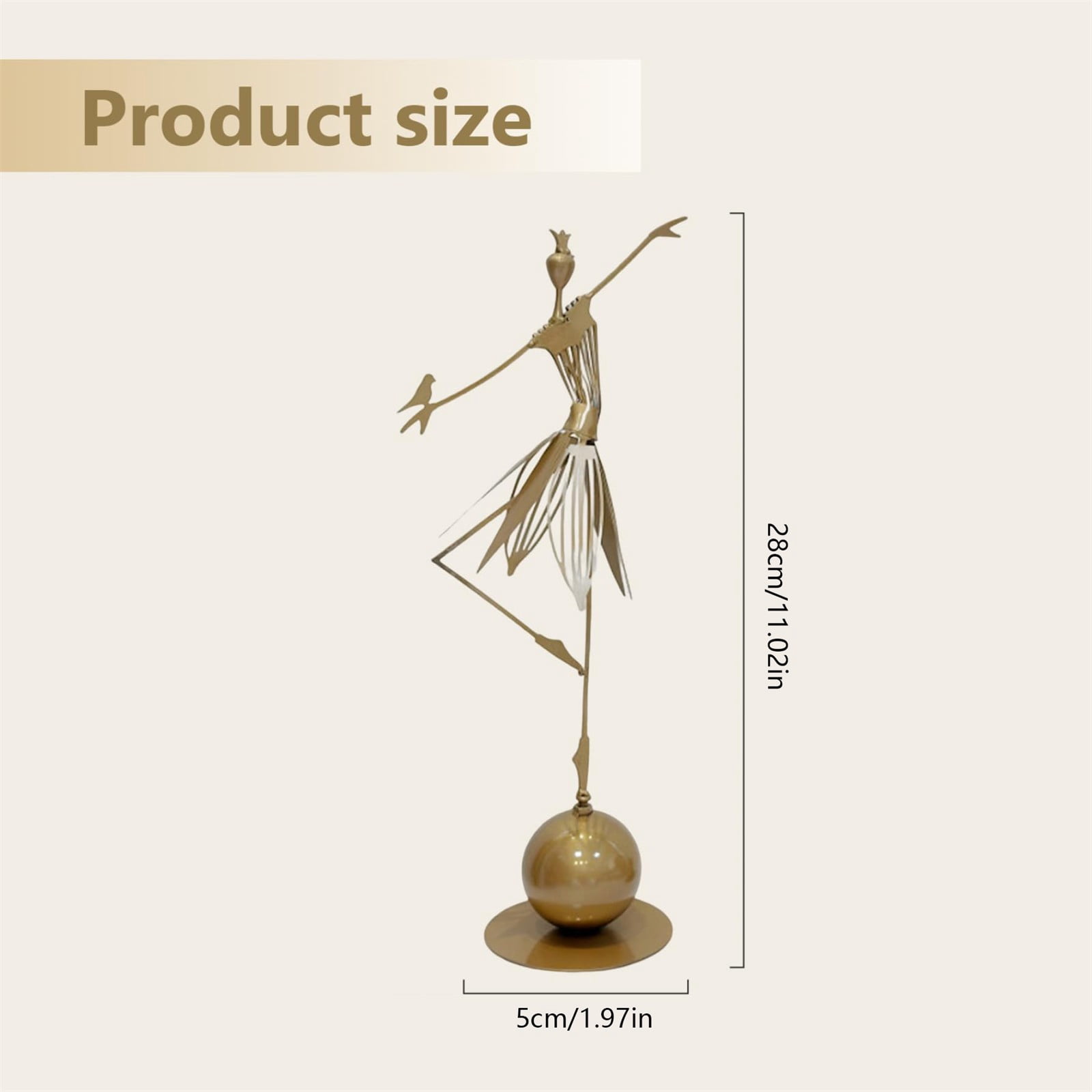 LYINGF Vintage Metal Dancing Girl Garden Statue, Classical Art Ornament for Outdoor Garden Yard Patio Decoration, Fade Resistant Metal Statue for Terrace Lawn, Retro Dancing Girl Sculpture