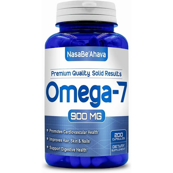 NasaBeahava Omega-7 Plant-Based Sea Buckthorn Oil Antioxidant Supplement, 900mg, 200 Capsules