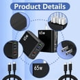 thumbnail image 2 of Fast USB C Charger Block, 4 Pack (2 Charger Blocks + 2 Charger Cables) 5-Port USB C Wall Charger, Fast Charging USB-C PD up to 20W Power Adapter, Type C Brick Chargers, Black, 2 of 9