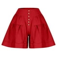 thumbnail image 5 of RYRJJ Women's Shorts Summer Baggy High Waisted Ruffle Flowy Wide Leg Buttons Pleated Casual Shorts Fashion Short Shorts(Red,M), 5 of 7