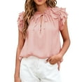 thumbnail image 2 of B91xZ Blouse Mode Grande Taille pour Femmes Manches Longues Col Rond T-Shirt à Manches Smockées, Rose TG, 2 of 3