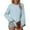 A-Blue, variant on Womens Summer Shirt Lace Mesh 3/4 Sleeve V Neck Tops Solid Color Waffle Knit Casual Blouse With Drawstring S-2X B-Black