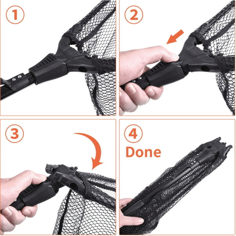 Fishing Net Folding Landing Ne-Collapsible Fishing Nets With Telescopic  Pole Handle,Durable Rubber Coating Knotless Mesh - AliExpress