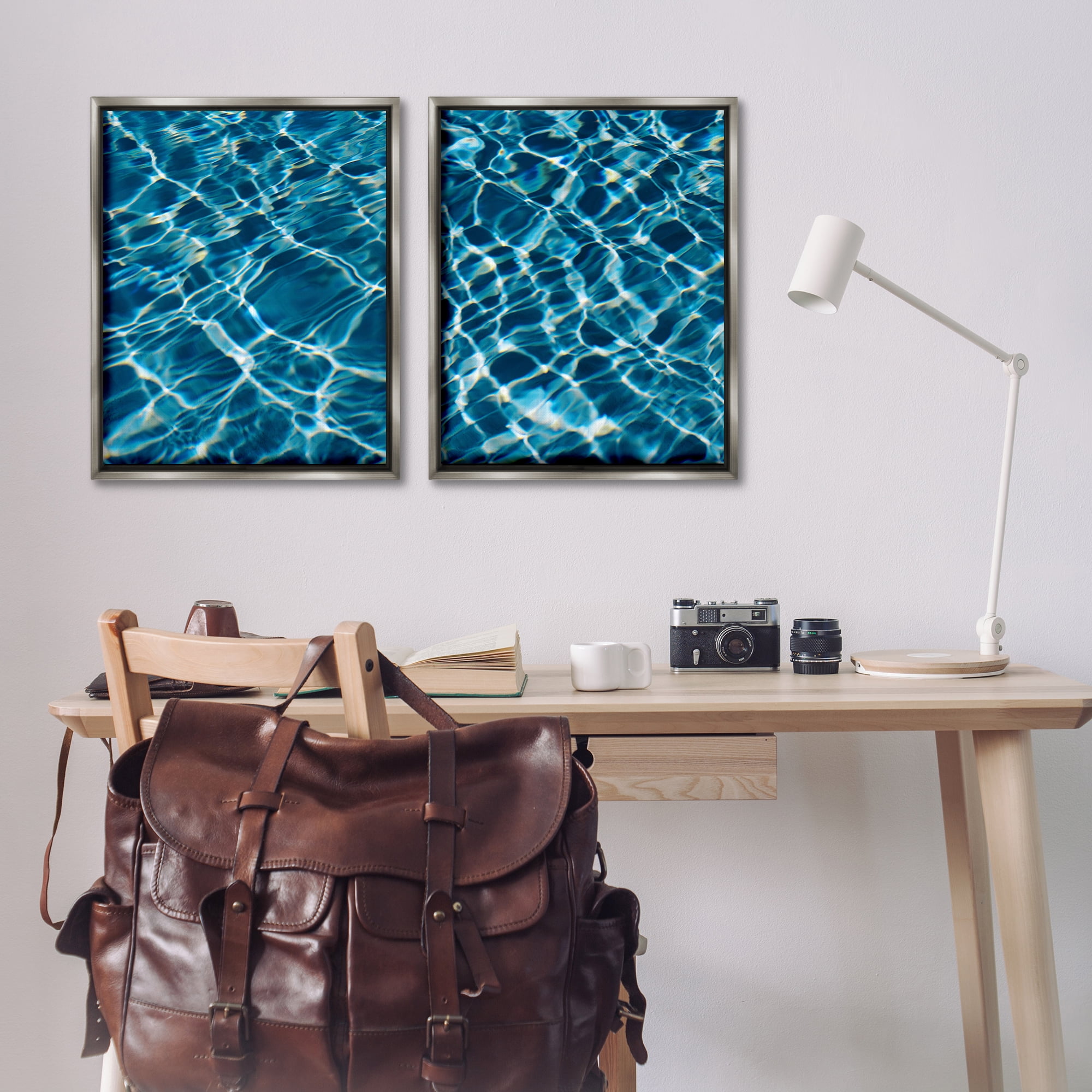 Stupell Industries Inviting Clear Pool Water Nautical & Beach Painting Gray Floater Framed Canvas Art Print Wall Art, 31 x 25, Set of 2