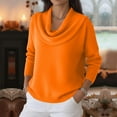 thumbnail image 5 of ClodeEU Women's Front Ruff Sweater,Long Sleeve Lightweight Pullover ,Casual Knit Tops Orange,Womens Plus L, 5 of 8
