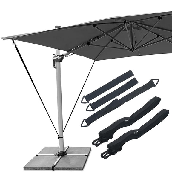 Opvise Heavy-Duty Adjustable Umbrella Anchoring Straps - Windproof Tear-Resistant Polyester for Outdoor Shade Stability (5-Pack, Multi-Size)