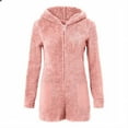 thumbnail image 6 of Fengactive Women's Fuzzy Sherpa Fleece Short Romper Hooded Zipper One Piece Pajamas Warm Sleepwear, 6 of 8