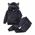 thumbnail image 2 of Holloyiver Infant Baby Girl Fall ClothesHoodie Pullover Sweatshirt OversizedRomper + Long Pants 2Pcs Outfit Set, 2 of 9