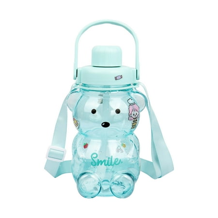 

Straws Kitchen Essentials for New Home Cute Bear Water Cup Summer High Beauty Student Creative Large Capacity Children S Water Bottle Plastic Cup with Straw