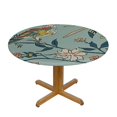 thumbnail image 3 of JRXY Boho Bohemian Farmhouse Teal Blue and Orange  Round Oval Tablecloth Decorative Cover Tabletop Dining Room Kitchen Wildflower Garden Floral Botanical Cottagecore Flower Print Vintage White, 3 of 7