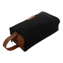 HEANUJJ Canvas Mens Travel Toiletry Bag Black Large Capacity Bathroom Organizer