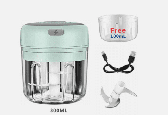 Electric 300ML Mini Garlic Chopper – USB Rechargeable Food Processor for Garlic, Chili, Onion, Fruits & Meat Mincer Blender