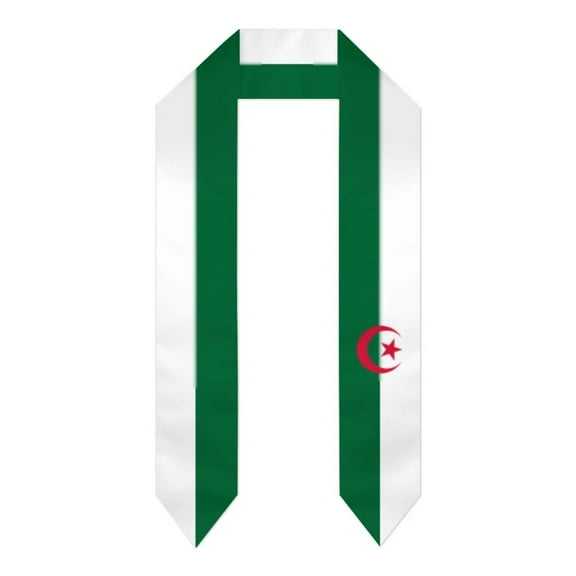 Graduation Sash Algeria Flag scarf Shawl Stole Sapphire Blue with Star Stripe Bachelor Gown Accessory Ribbon 180*14cm