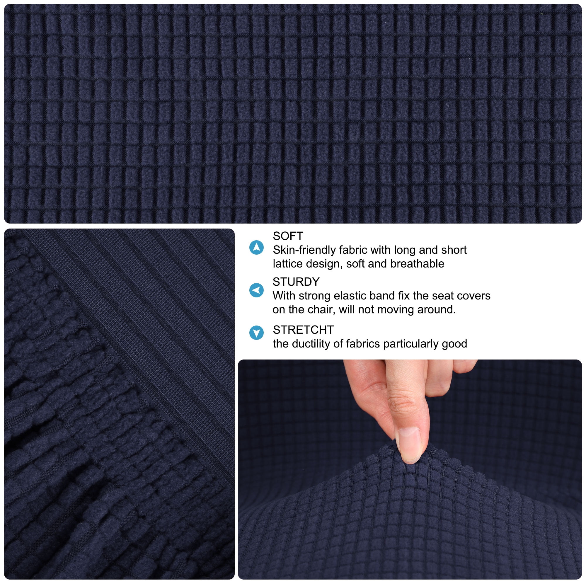 Unique Bargains Polyester Stretch Bar Stool Covers Elastic Band Mid Back Chair Slipcover Navy 4 Pcs