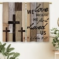 thumbnail image 6 of Farmhouse Brown Wooden Kitchen Curtains Rustic Country Barn Quotes Small Short Cafe Window Curtains Inspirational Jesus Bathroom Window Drapes Treatment Tier Curtains 2 Panels (27.5x36 Inch), 6 of 6